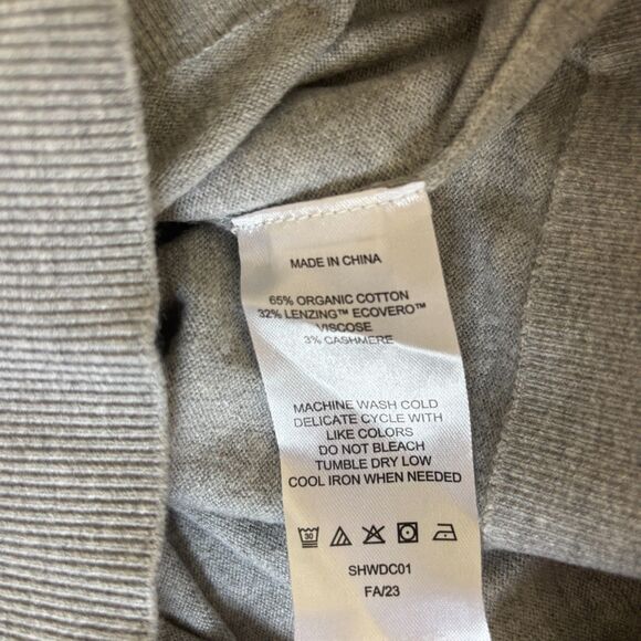 Quince Cashmere Blend V Neck Sweater Womens Small Gray Organic Cotton - Picture 7 of 7